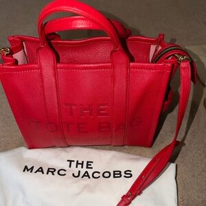 Red leather Marc Jacob’s handbag